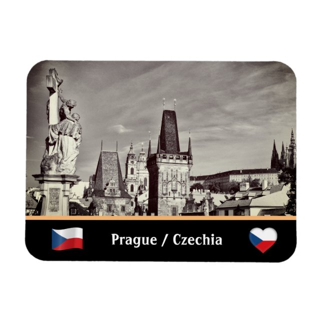 Magnet Flexible Pont Prague & Charles, Château Hradcany /vintage (Horizontal)