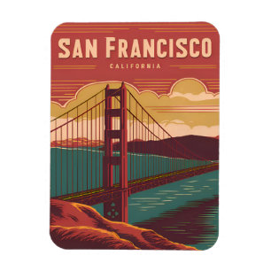 Magnet Flexible Pont Vintage voyage San Francisco Golden Gate