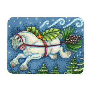 MAGNET FLEXIBLE PONY PULLING PINECONE SLEIGH DE NOËL VOLANT