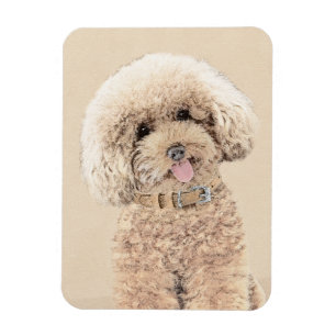 Magnet Flexible Poodle Miniature Toy Apricot Crème Chien Brown Art