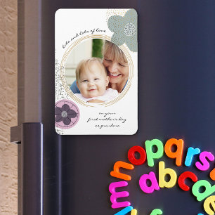 Magnet Flexible Pop Art Flowers et Splatter Pink Green Photo