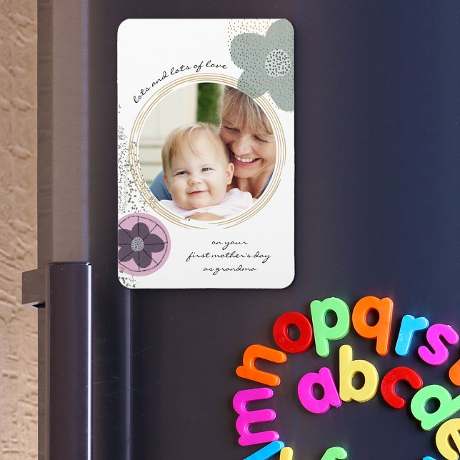 Magnet Flexible Pop Art Flowers et Splatter Pink Green Photo (Créateur téléchargé)