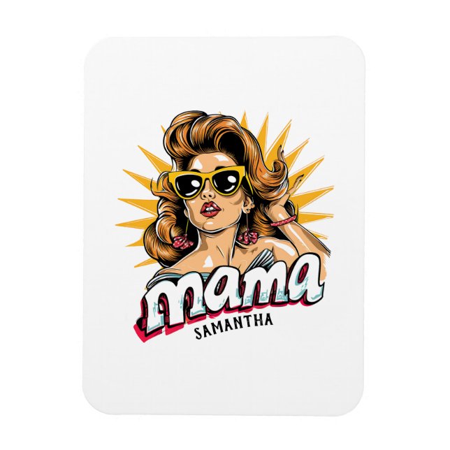 Magnet Flexible Pop Mama Retro Personnalisé Art 1 (Vertical)