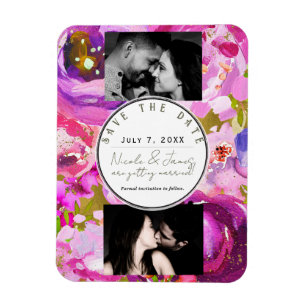 Magnet Flexible Pops de Rose et Violet Floral Vibrant Enregistrez 