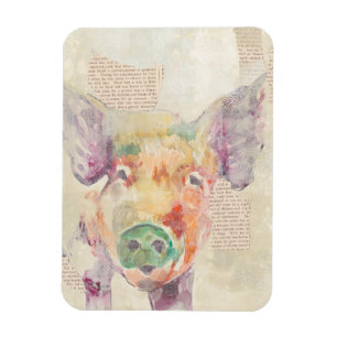 Magnet Flexible Porc de collage de ferme d'aquarelle
