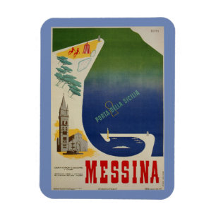 Magnet Flexible Port de Messine Sicile vintage Voyage italien ad