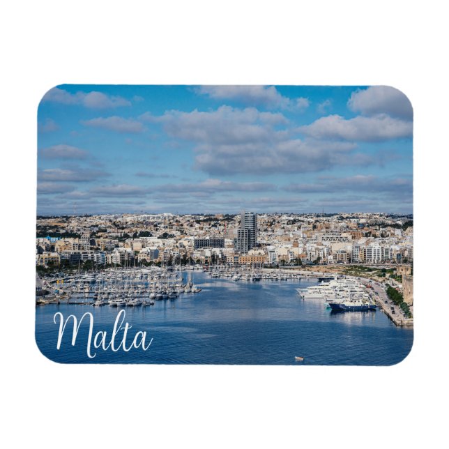 Magnet Flexible Port de Sliema avec bâtiments et bateaux modernes (Horizontal)
