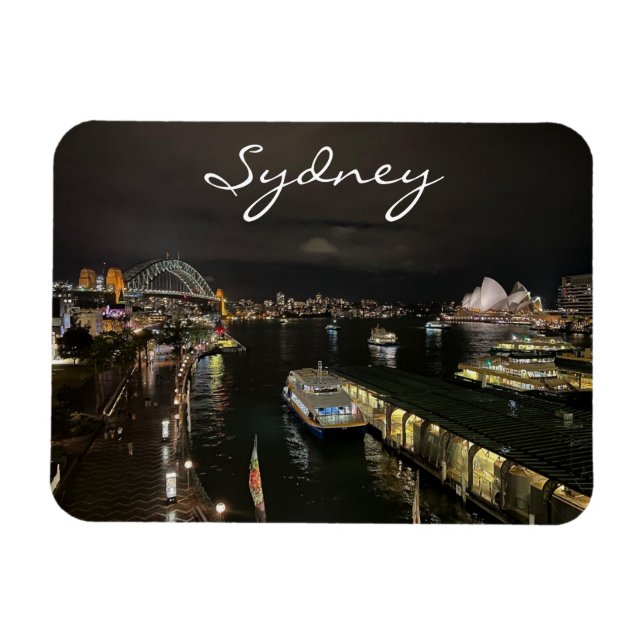 Magnet Flexible Port de Sydney par nuit, Australie, photo (Horizontal)