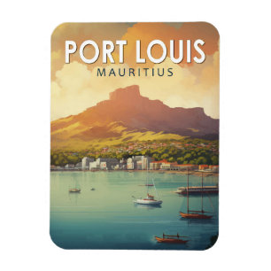 Magnet Flexible Port Louis Maurice Travel Art Vintage