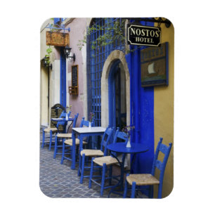 Magnet Flexible Porte colorée bleue et revêtement d'un vieil hôtel