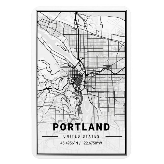 Magnet Flexible Portland Oregon USA Travel City Plan (Vertical)