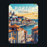Magnet Flexible Porto Portugal Travel Art Vintage<br><div class="desc">Conception de déplacement vectoriel Porto rétro. Porto est une ville côtière du nord-ouest du Portugal connue pour ses ponts imposants et sa production de vin de port.</div>