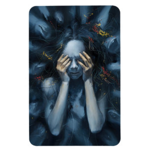 Magnet Flexible Portrait Abstrait émotionnel - Art bleu surréalist