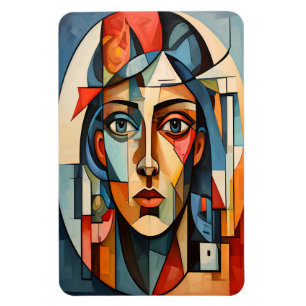 Magnet Flexible Portrait Cubiste Moderne Impression d'Art Géométri