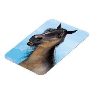 Magnet Flexible Portrait d'art humoristique de cheval souriant