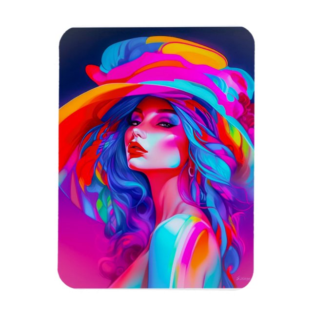 Magnet Flexible Portrait d'art pop néon  (Vertical)