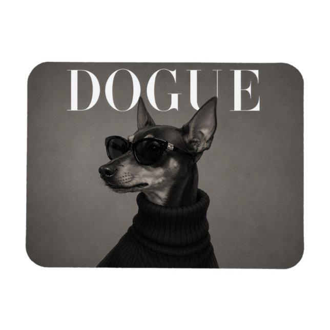 Magnet Flexible Portrait de chien de luxe Miniature Pinscher à la  (Horizontal)