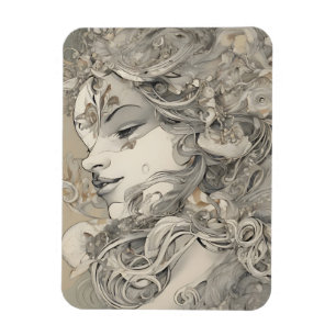 Magnet Flexible Portrait de femme inspiré de l'Art nouveau