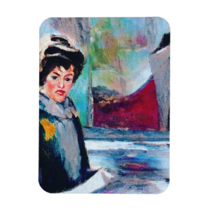 Magnet Flexible Portrait de femme vintage avec Arrière - plan Abst