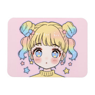 Magnet Flexible Portrait de fille étoile pastel Kawaii