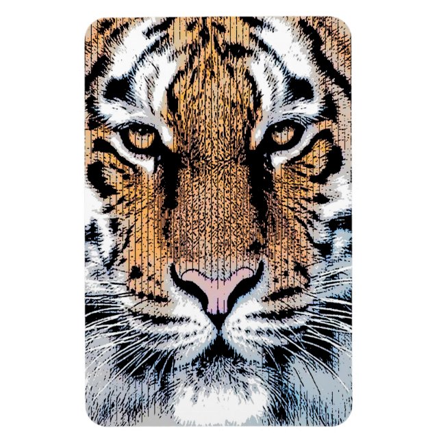 Magnet Flexible Portrait de tigre en style Presse Graphique (Vertical)