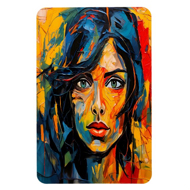 Magnet Flexible Portrait expressionniste vibrant Art Abstrait auda (Vertical)