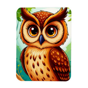 Magnet Flexible Portrait mignon de hibou pour les amoureux des ois