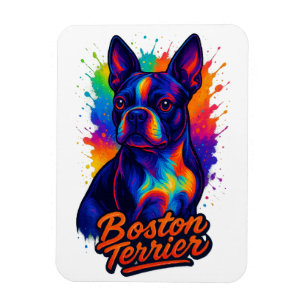 Magnet Flexible Portrait Pop Art coloré de Boston Terrier