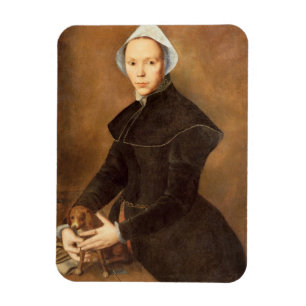 Magnet Flexible Portrait T28337 d'une dame avec un petit chien