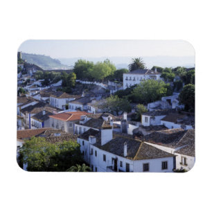 Magnet Flexible Portugal, Obidos. Vue surélevée de maisons blanchi