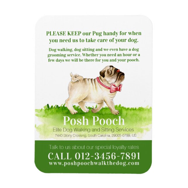 Magnet Flexible Posh pooch mignon carlin chien services de marche  (Vertical)
