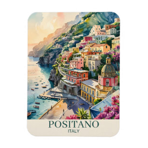 Magnet Flexible Positano Italie Côte Amalfitaine Paysage Aquarelle