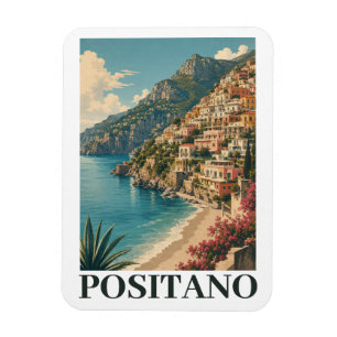 Magnet Flexible Positano Italie Côte Amalfitaine Voyage Rétro
