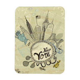 Magnet Flexible Poster de New York Doodle