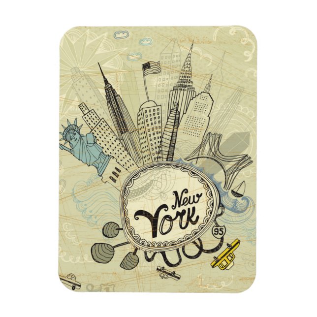 Magnet Flexible Poster de New York Doodle (Vertical)