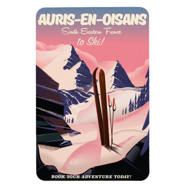 Magnet Flexible poster de ski AURIS-EN-OISANS France (Vertical)