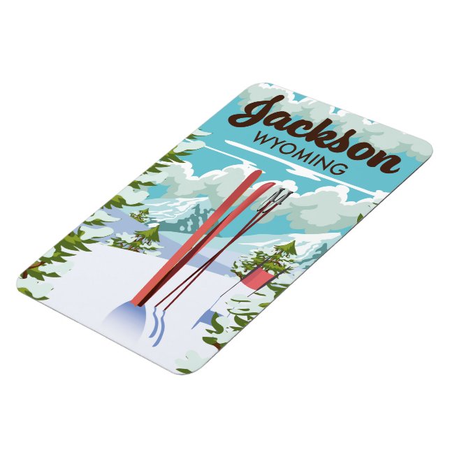 Magnet Flexible poster de ski Jackson Wyoming (Côté Gauche)