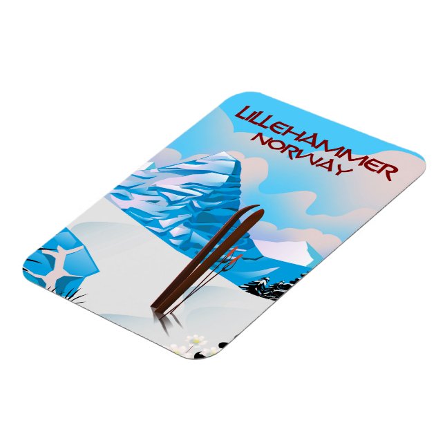 Magnet Flexible Poster de ski Lillehammer Norvège. (Côté Gauche)
