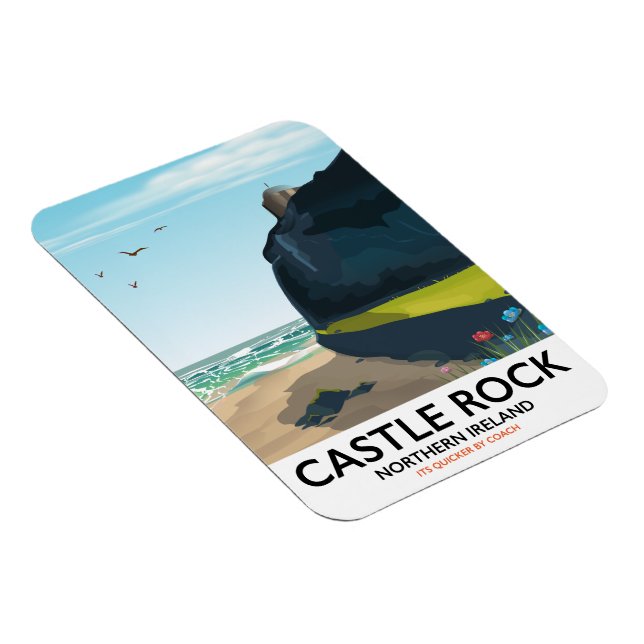 Magnet Flexible poster de voyage de castle rock north irlande. (Côté Droit)
