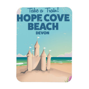 Magnet Flexible poster de voyage de Hope Cove Beach Devon Vintage