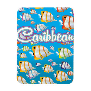 Magnet Flexible Poster de voyage de poisson tropical des Caraïbes.