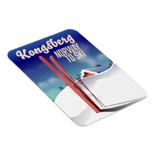 Magnet Flexible Poster de voyage de ski en Norway Kongsberg.