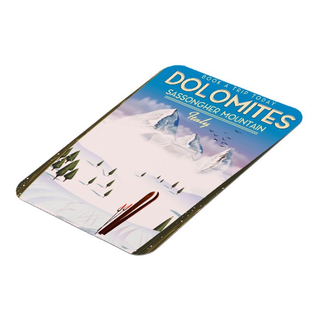 Magnet Flexible poster de voyage Dolomites Sassongher Mountain Ita (Côté Gauche)