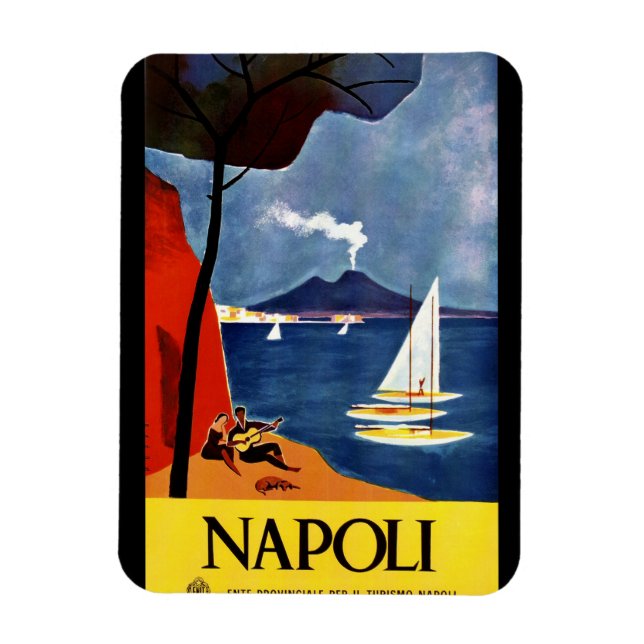 Magnet Flexible poster de voyage italien Naples vintage (Vertical)