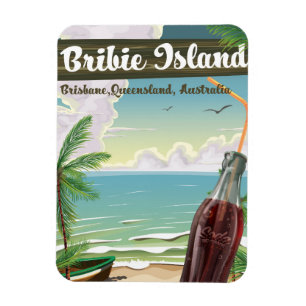 Magnet Flexible Poster de voyage vintage de Bribie Island Australi