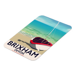 Magnet Flexible Poster de voyage vintage de Brixham beach Devon
