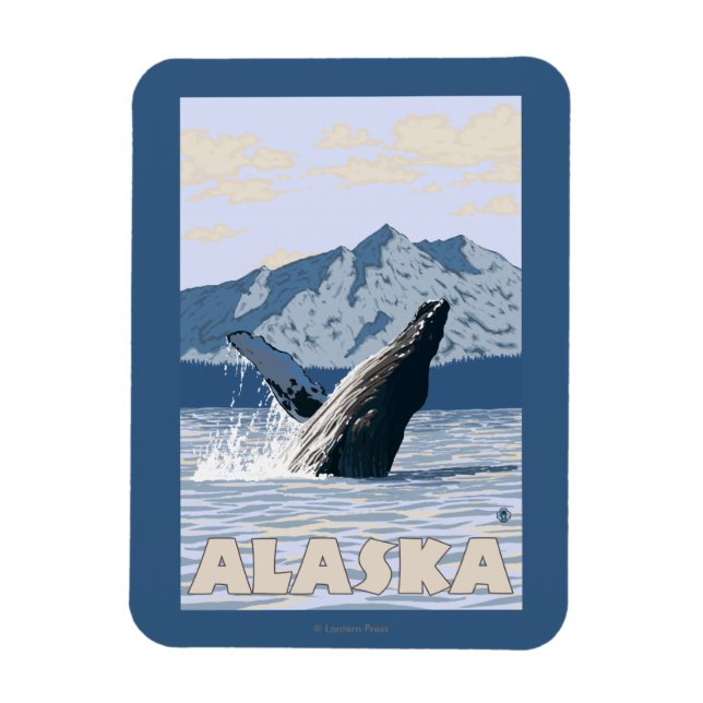 Magnet Flexible Poster du Vintage voyage de baleines à bosse d'Ala (Vertical)