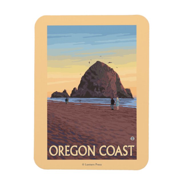 Magnet Flexible Poster du Vintage voyage Haystack Rock (Vertical)