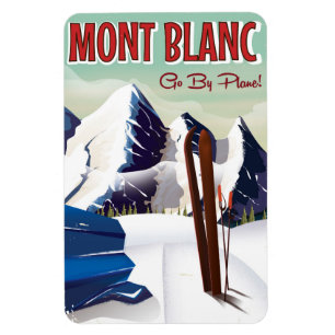 Magnet Flexible Poster du voyage de ski vintage Mont Blanc