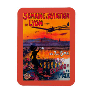 Magnet Flexible Poster vintage de l'aviation De Lyon de d de